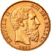 Moeda, Bélgica, Leopold II, 20 Francs, 20 Frank, 1877, MS(60-62), Dourado