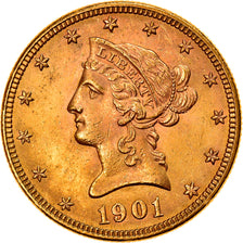 Moneta, USA, Coronet Head, $10, Eagle, 1901, U.S. Mint, Philadelphia, MS(60-62)