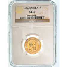 Moneta, Russia, Alexander III, 5 Roubles, 1889, St. Petersburg, NGC, AU58