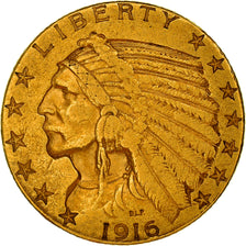 Monnaie, États-Unis, Indian Head, $5, Half Eagle, 1916, U.S. Mint, San