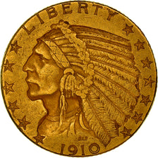 Munten, Verenigde Staten, Indian Head, $5, Half Eagle, 1910, U.S. Mint, Denver