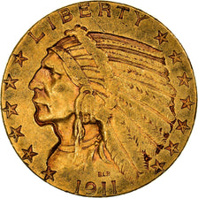 Moneda, Estados Unidos, Indian Head, $5, Half Eagle, 1911, U.S. Mint, San