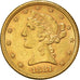 Moneta, Stati Uniti, Coronet Head, $5, Half Eagle, 1881, Philadelphia, BB+, Oro