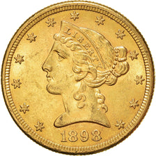 Moneda, Estados Unidos, Coronet Head, $5, Half Eagle, 1898, U.S. Mint, San