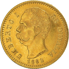 Münze, Italien, Umberto I, 20 Lire, 1882, Rome, VZ+, Gold, KM:21