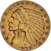 Moneta, Stati Uniti, Indian Head, $5, Half Eagle, 1909, Philadelphia, MB+, Oro