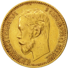 Russland, Nicholas II, 5 Roubles, 1900, St. Petersburg, SS, Gold, KM:62